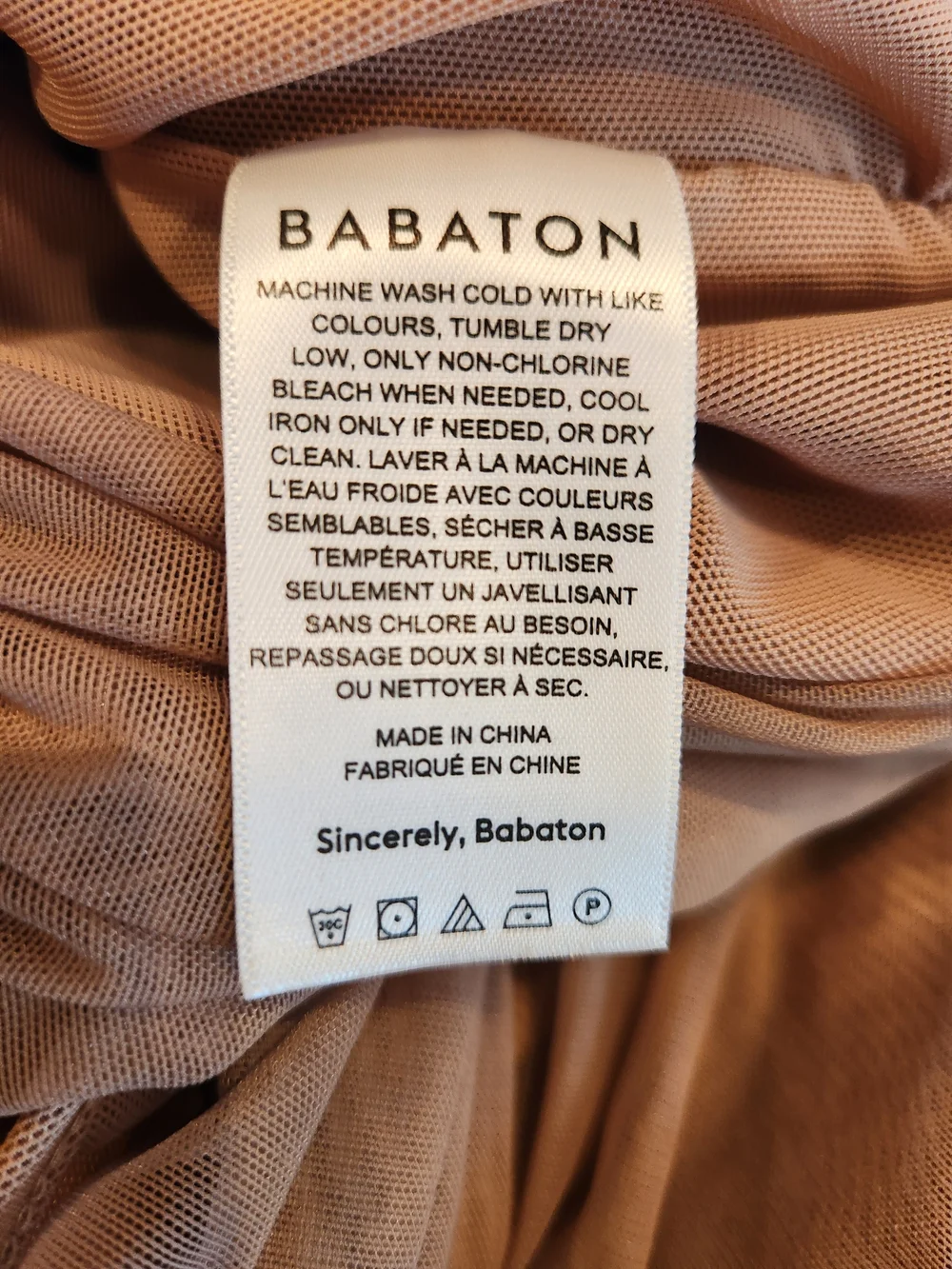 Aritzia Babaton Fabian Luxor Ruched Bodycon Dress Tan/Clay Mask Size 6 Mesh - Picture 11 of 12